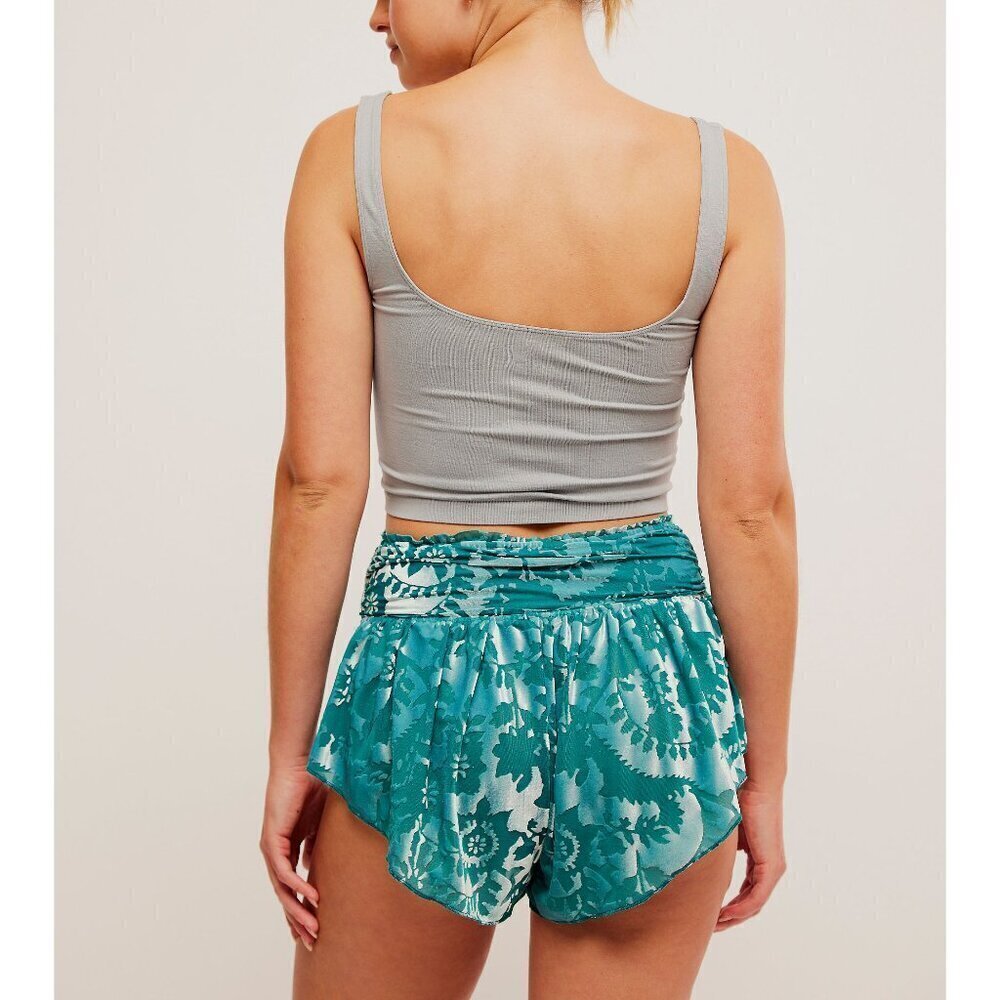 Free People Blue and Green Pajama Bottoms with Flouncy Hem NEW! - Picture 3 of 5
